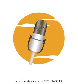 Realistic microphone logo design vector eps format