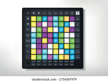 Realistic midi controller technology object,Launchpad vector design,
