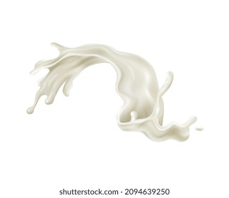 Realistic milk drop splash composition with isolated liquid spot on blank background vector illustration