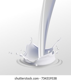  Realistic milk drop with splashes isolated on a light background. vector illustration