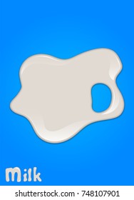 Realistic milk drop, splashes, liquid isolated on blue background. vector illustration