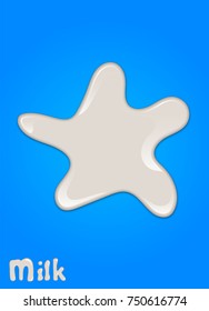 Realistic milk drop, splashes, liquid isolated on blue background. vector illustration
