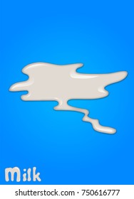 Realistic milk drop, splashes, liquid isolated on blue background. vector illustration