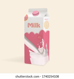 realistic milk packaging vector. Mock up milk with a simple and attractive appearance.