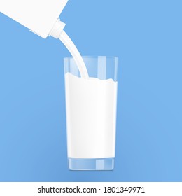 Realistic milk poured in a box colored background. Vector illustration. Can be use for your design. EPS10.	