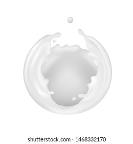 Realistic Milk Sphere Of Cream Splashes On White. EPS10 Vector