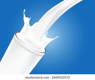 Realistic Milk Splash with glass. Milk Splash vector.
