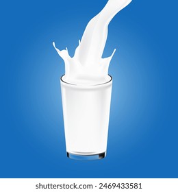 Realistic Milk Splash with glass. Milk Splash vector.