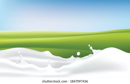 Realistic milk splash vector background illustration