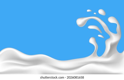Realistic milk splash vector background. Abstract liquid waves illustration.