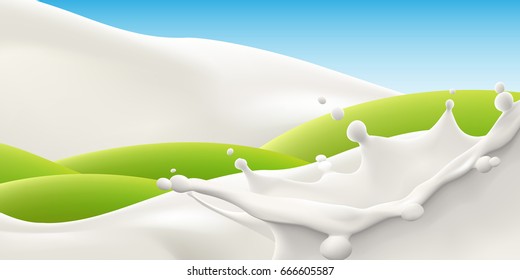 Realistic milk splash vector background illustration ready for your design.