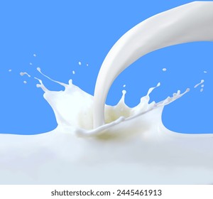 Realistic milk splash.3d milk splash