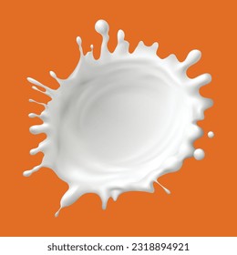 Realistic milk splashes or wave with drops and splatters. Milky or dairy fresh product realistic 3d elements isolated