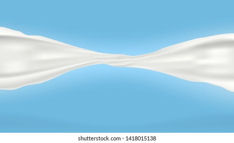 Realistic Milk Twisted Splash On Blue Background. EPS10 Vector