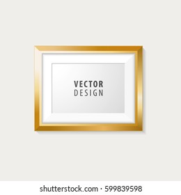 Realistic Minimal Isolated Golden Frame for Presentations . Vector Elements