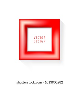 Realistic Minimal Isolated Red Frame on White Background for Presentations . Vector Elements