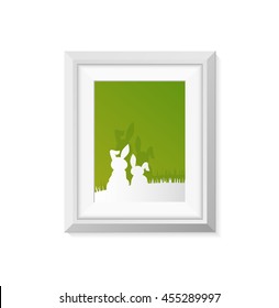 Realistic Minimal Isolated White Frame with Art Scene on White Background for Presentations. Vector Elements.