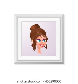 Realistic Minimal Isolated White Frame with Art Scene on White Background for Presentations. Vector Elements.