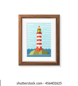 Realistic Minimal Isolated White Frame with Art Scene on White Background for Presentations. Vector Elements.