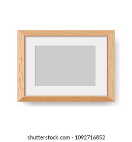 Realistic Minimal Isolated Wood Frame  on White Background for Presentations. Vector Illustration