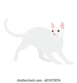 Realistic Minimal Vector Illustration of White Cat