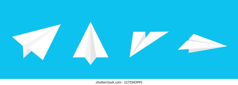 Realistic minimalistic handmade paper planes collection. Origami aircraft in flat style. Vector illustration.