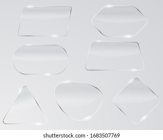 Realistic mirrors. Metal round and rectangular mirror frame, white mirrors template. Makeup or interior furniture reflecting glass surfaces 3D isolated icons vector set
