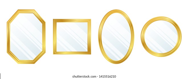 Realistic Mirrors Set Reflective Mirror Surface Stock Vector (Royalty ...