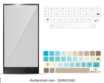 Realistic Mobile and mobile keyboard. Keypad template. Vector illustration