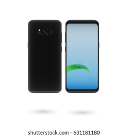 Realistic mobile phone black,back view ,waterproof, white background, vector illustration stylish web design EPS10