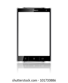 Realistic mobile phone with blank screen isolated on white background. Vector eps10
