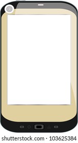 Realistic mobile phone with blank screen isolated on white background
