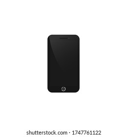 Realistic mobile phone with blank screen. Smartphone icon on isolated white background. EPS 10 vector.