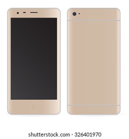 Realistic mobile phone with blank screen isolated on white, Vector