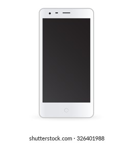 Realistic mobile phone with blank screen isolated on white, Vector