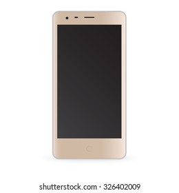 Realistic mobile phone with blank screen isolated on white, Vector