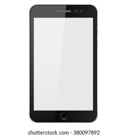 realistic mobile phone with buttons, with shadow on a gray background, vector illustration