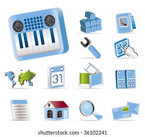 Realistic Mobile Phone and Computer icon - Vector Icon Set