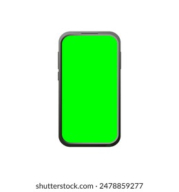 Realistic mobile phone frame only mockup with green screen chroma key cellphone display template for app demonstration mockup vector isolated on white background