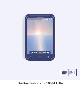 Realistic mobile phone isolated on white background. Vector illustration