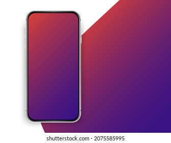 Realistic mobile phone on gradient background. Smartphone universal blank screen, mock up phone. Template for presentation user interface design.