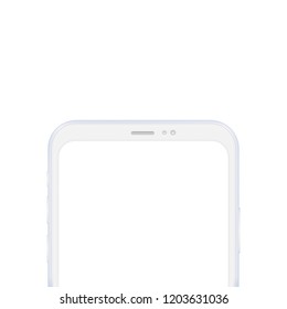 Realistic mobile phone smart phone with blank screen isolated on white background. Vector illustration for web element. Game and application mock up.