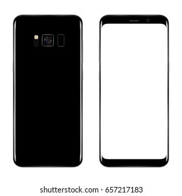 Realistic mobile phone smart phone with blank screen isolated on white background. Vector illustration for printing and web element. Game and application mock up.
