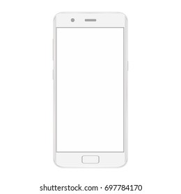 Realistic mobile phone smart phone with blank screen isolated on white background. Vector illustration for printing and web element. Game and application mock up.