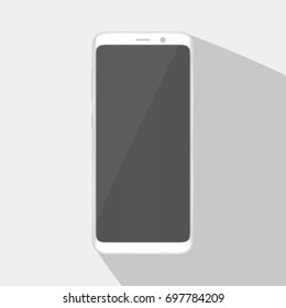 Realistic mobile phone smart phone with blank screen isolated on white background. Vector illustration for printing and web element. Game and application mock up.