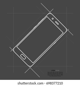 Realistic mobile phone smart phone with blank screen isolated on black background. Vector illustration for printing and web element. Game and application mock up.