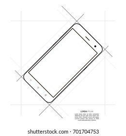 Realistic mobile phone smart phone with blank screen isolated on white background. Vector illustration for printing and web element. Game and application mock up.