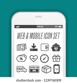 Realistic mobile phone smartphone collection with icons on screen. Eps10.