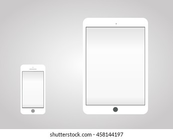 Realistic mobile phone and tablet collection. New white style. vector icon. flat style