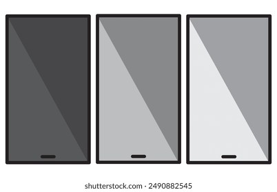 Realistic mobile phones mockup with blank screen isolated on white background.